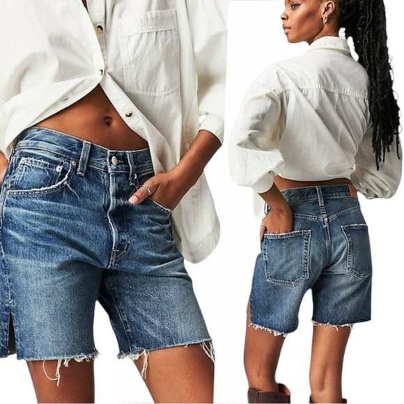 Edwin Women's‎ Blue Cai Long Shorts at Free People Size 25 - Picture 1 of 7